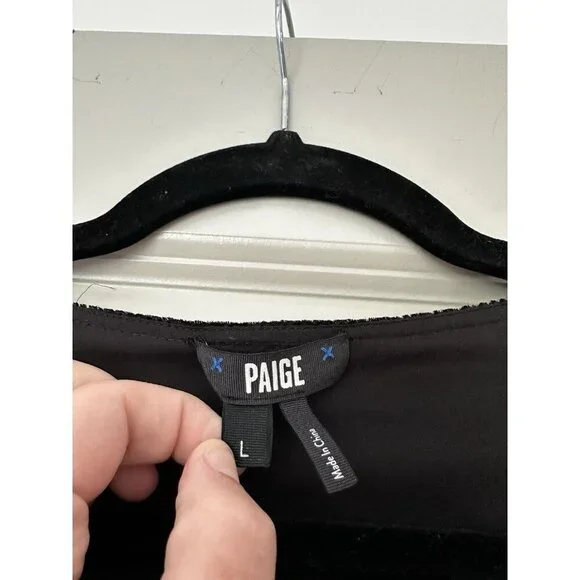 Paige Ysabel Mini Dress Velvet Black Wrap Dress Long Sleeve Size Large - Picture 4 of 10